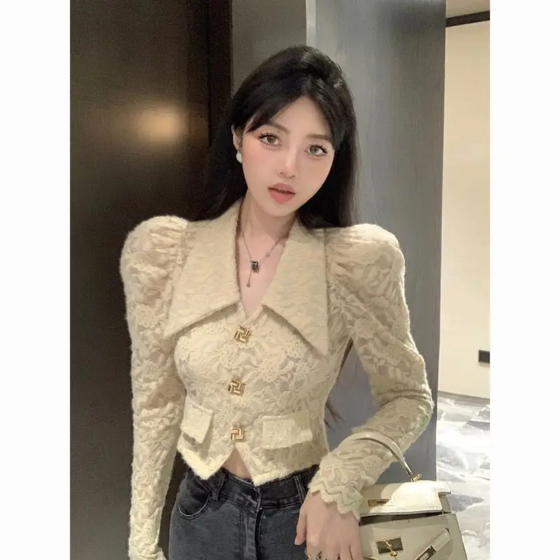 French Vintage Blouse Oversized Collar Puff Sleeve Lace Top Fall Long Sleeve Shirt
French Vintage Blouse Oversized Collar Puff Sleeve Lace Top Fall Long Sleeve Shirt