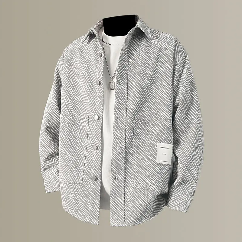 Casual striped men's new retro Japanese jacket loose Hong Kong style shirt long sleeves
Casual striped men's new retro Japanese jacket loose Hong Kong style shirt long sleeves