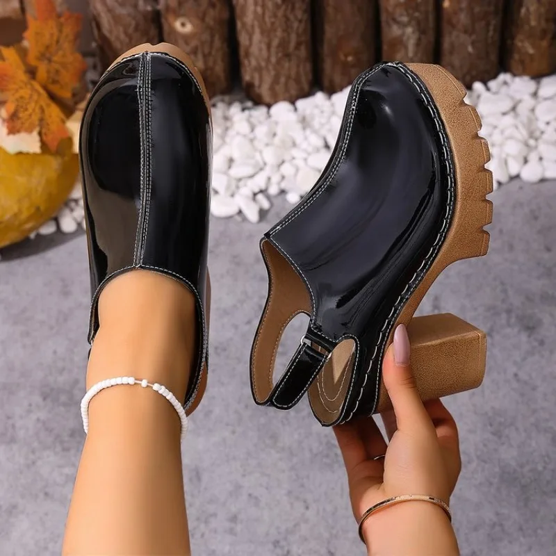 Women Platform Sandals Chunky Block Heel Slingback Clogs Glossy Closed Toe Casual Shoes with Adjustable Hook Closure Footwear
Women Platform Sandals Chunky Block Heel Slingback Clogs Glossy Closed Toe Casual Shoes with Adjustable Hook Closure Footwear