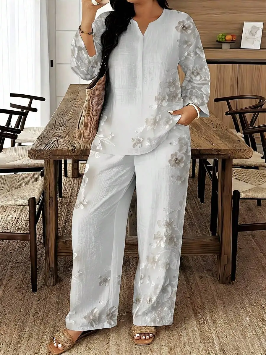 Plus Size Womens Loose Floral Print Two Piece Set Long Sleeve Top And Wide Leg Pants Casual Outfit
Plus Size Womens Loose Floral Print Two Piece Set Long Sleeve Top And Wide Leg Pants Casual Outfit