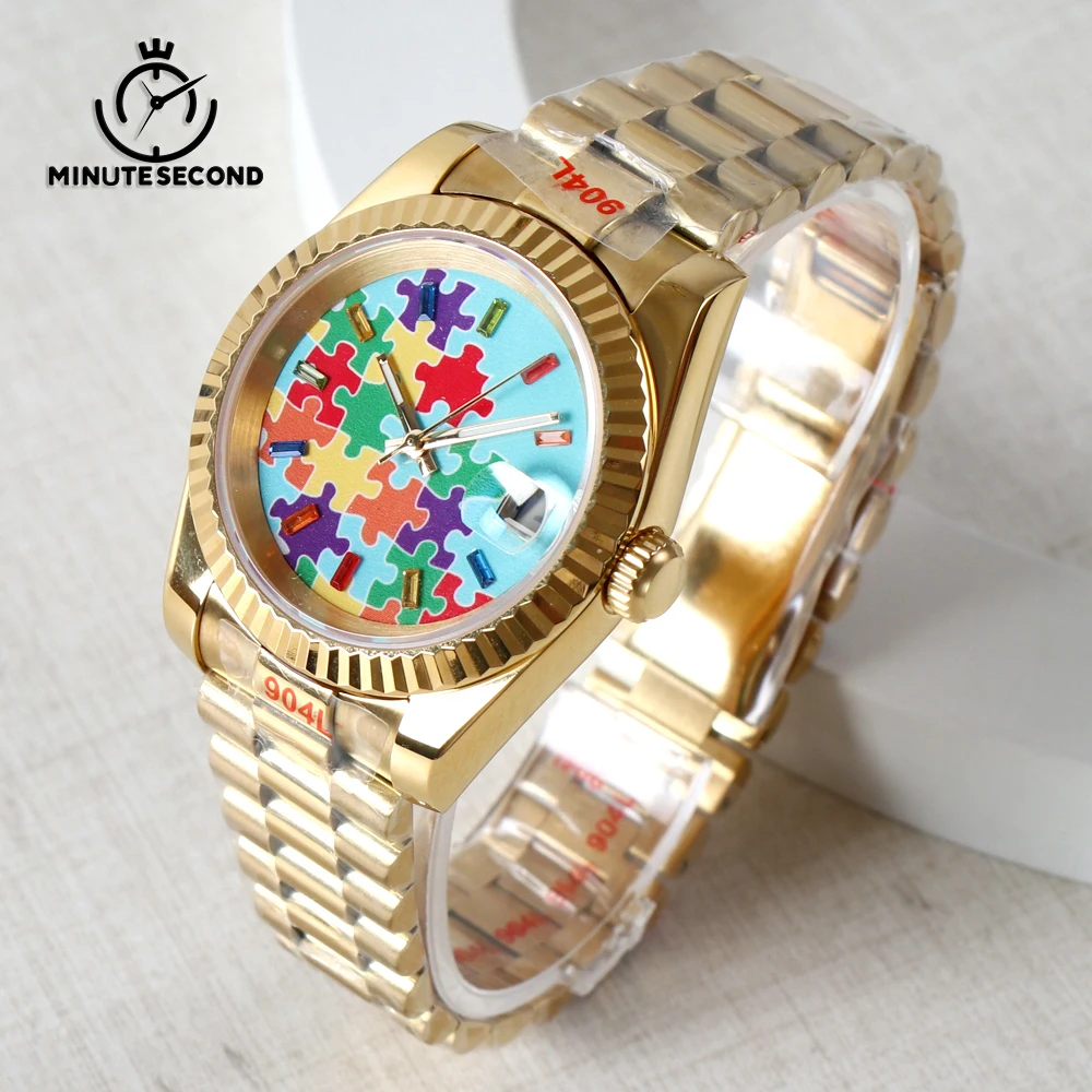 MINUTESECOND Puzzle Golden NH35 Watch Sapphire Crystal Automatic Movement 39mm Stainless Steel Waterproof Gold NH35A Men Watch
MINUTESECOND Puzzle Golden NH35 Watch Sapphire Crystal Automatic Movement 39mm Stainless Steel Waterproof Gold NH35A Men Watch