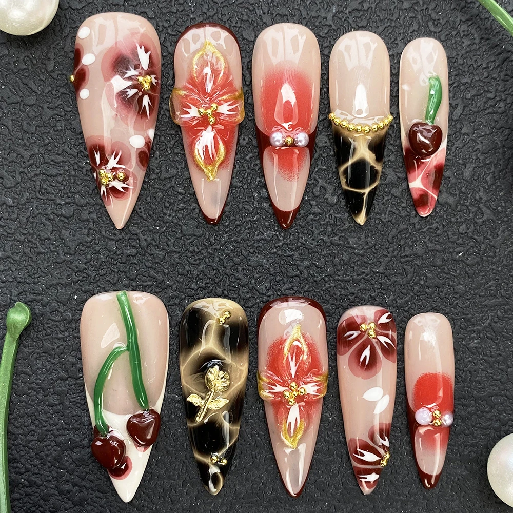 Luxury Handmade Glossy UV Gel Carved Cherry Thick Acrylic Press on Nails 10PCS Glamorous Paint Reusable Artificial Fingernails
Luxury Handmade Glossy UV Gel Carved Cherry Thick Acrylic Press on Nails 10PCS Glamorous Paint Reusable Artificial Fingernails