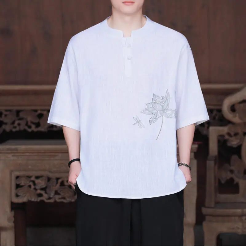 2026 Summer Men Ice Silk T-Shirt Men Embroidery Tshirts Men Oriental Tops Tees Lightweight Hanfu Tshirt Men Kimono Tshirts
2026 Summer Men Ice Silk T-Shirt Men Embroidery Tshirts Men Oriental Tops Tees Lightweight Hanfu Tshirt Men Kimono Tshirts