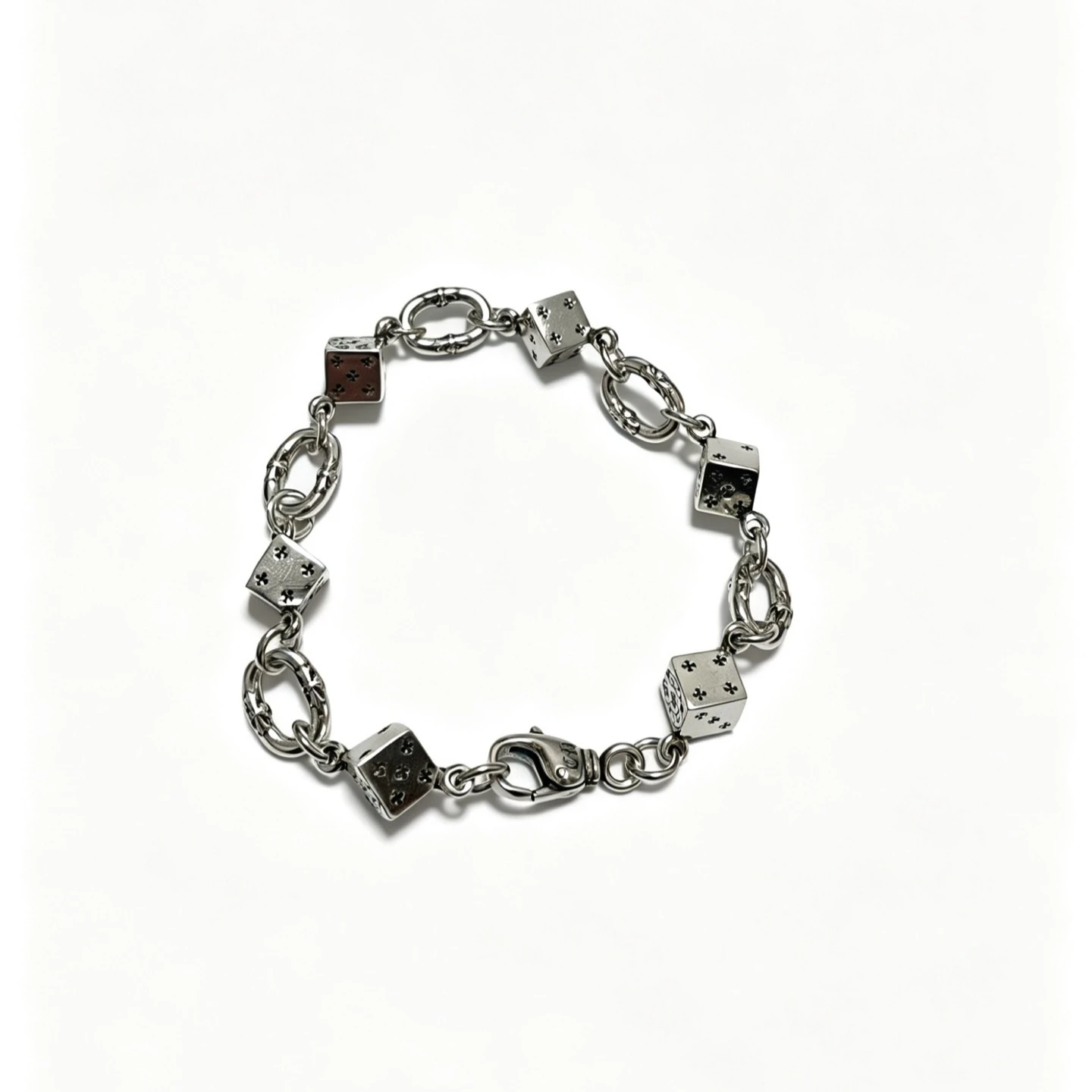 S925 sterling silver European and American dark punk style dice bracelet hip hop jewelry charm CH timeles jewelry charm bracelet
S925 sterling silver European and American dark punk style dice bracelet hip hop jewelry charm CH timeles jewelry charm bracelet