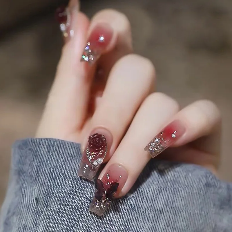 24Pcs Wearable Coffin Fake Nail Tips with Butterfly Camellia Designs Red Long Ballerina False Nails Press on Nails Art Manicure
24Pcs Wearable Coffin Fake Nail Tips with Butterfly Camellia Designs Red Long Ballerina False Nails Press on Nails Art Manicure