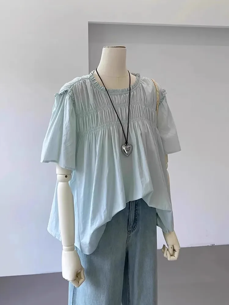 plus Size Chiffon Shirt Women Summer Loose Short Sleeve Doll Top Korean Style Casual Loose Fit Polyester Fiber round Neck
plus Size Chiffon Shirt Women Summer Loose Short Sleeve Doll Top Korean Style Casual Loose Fit Polyester Fiber round Neck