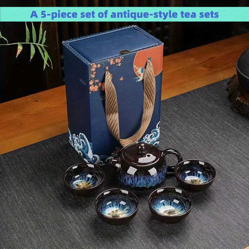 A Five-Piece Blue Ceramic Tea Set in a Traditional Chinese Design, Perfect for Gifting During Christmas And New Year, And Suitab
A Five-Piece Blue Ceramic Tea Set in a Traditional Chinese Design, Perfect for Gifting During Christmas And New Year, And Suitab