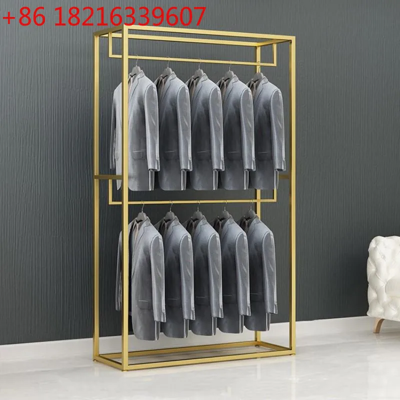 Golden simple wedding dress shelf display stand floor-to-ceiling studio clothing store
Golden simple wedding dress shelf display stand floor-to-ceiling studio clothing store