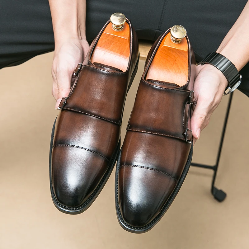 Fashion Double Buckle Pointed Oxford Shoes Men's Leather Shoes Formal Oxfords Slip on Dress Shoes Business Office Work Wedding
Fashion Double Buckle Pointed Oxford Shoes Men's Leather Shoes Formal Oxfords Slip on Dress Shoes Business Office Work Wedding