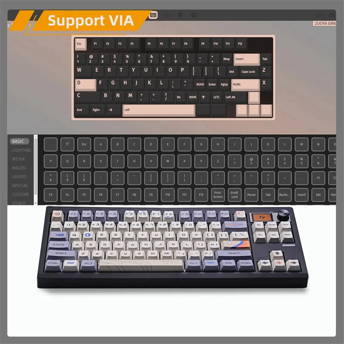 ATP-GMK87 Mechanical Keyboard KIT with Display Screen RGB Backlit Gasket Structure Gaming Hot Swap Keyboard Black
ATP-GMK87 Mechanical Keyboard KIT with Display Screen RGB Backlit Gasket Structure Gaming Hot Swap Keyboard Black