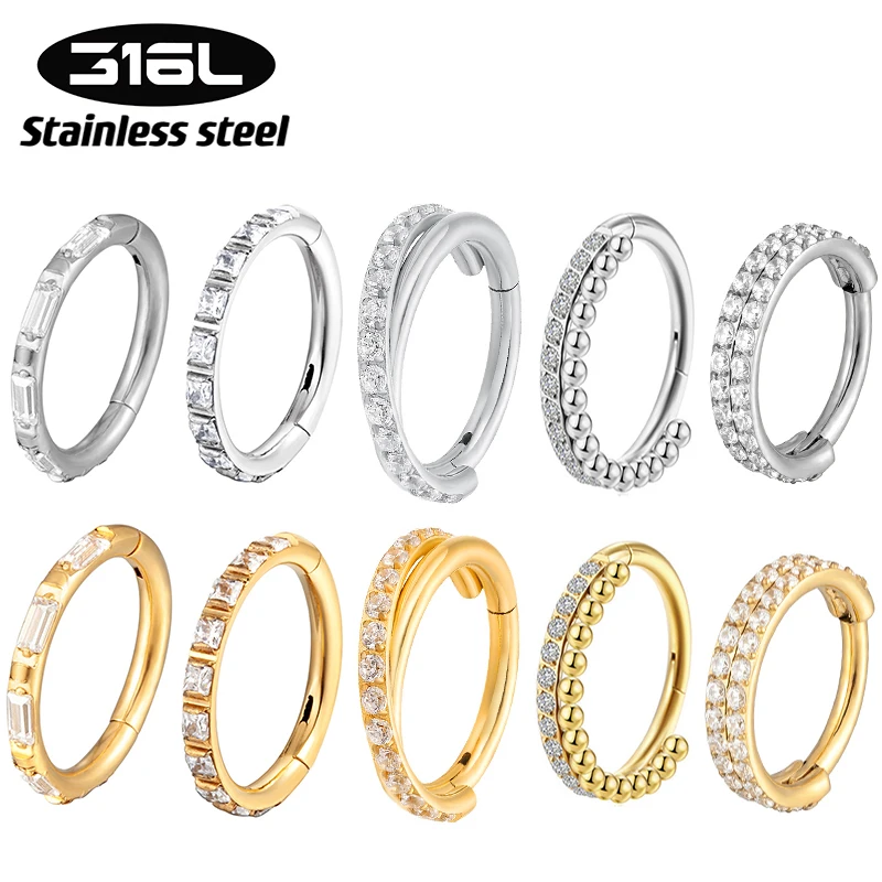 1PC Stainless Steel Nose Rings Septum Hinged Segment Clicker Lip Ring Cartilage Earrings Hoop CZ Helix Piercing Body Jewelry 16G
1PC Stainless Steel Nose Rings Septum Hinged Segment Clicker Lip Ring Cartilage Earrings Hoop CZ Helix Piercing Body Jewelry 16G