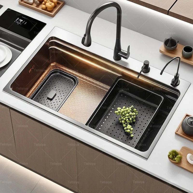 Stainless Steel Kitchen Sink Gray Household Large Single Slot Wash Vegetables and Dish Basin Multifunctional Dish Basin Sink
Stainless Steel Kitchen Sink Gray Household Large Single Slot Wash Vegetables and Dish Basin Multifunctional Dish Basin Sink