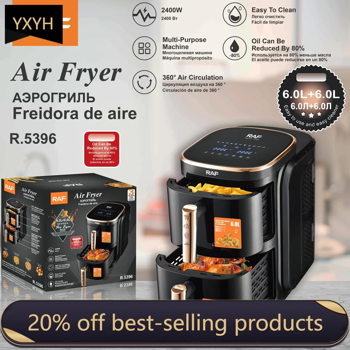 AirFryer 12L Large Capacity Air Fryer, EU/US Plug 110V-220V, Household Electric Fryer
AirFryer 12L Large Capacity Air Fryer, EU/US Plug 110V-220V, Household Electric Fryer