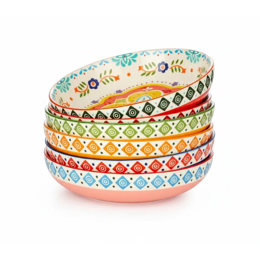 Набор из 4 керамических мисок для макарон, расписанных вручную, большие неглубокие обеденные тарелки на 36 унций для спагетти-салонов
Набор из 4 керамических мисок для макарон, расписанных вручную, большие неглубокие обеденные тарелки на 36 унций для спагетти-салонов