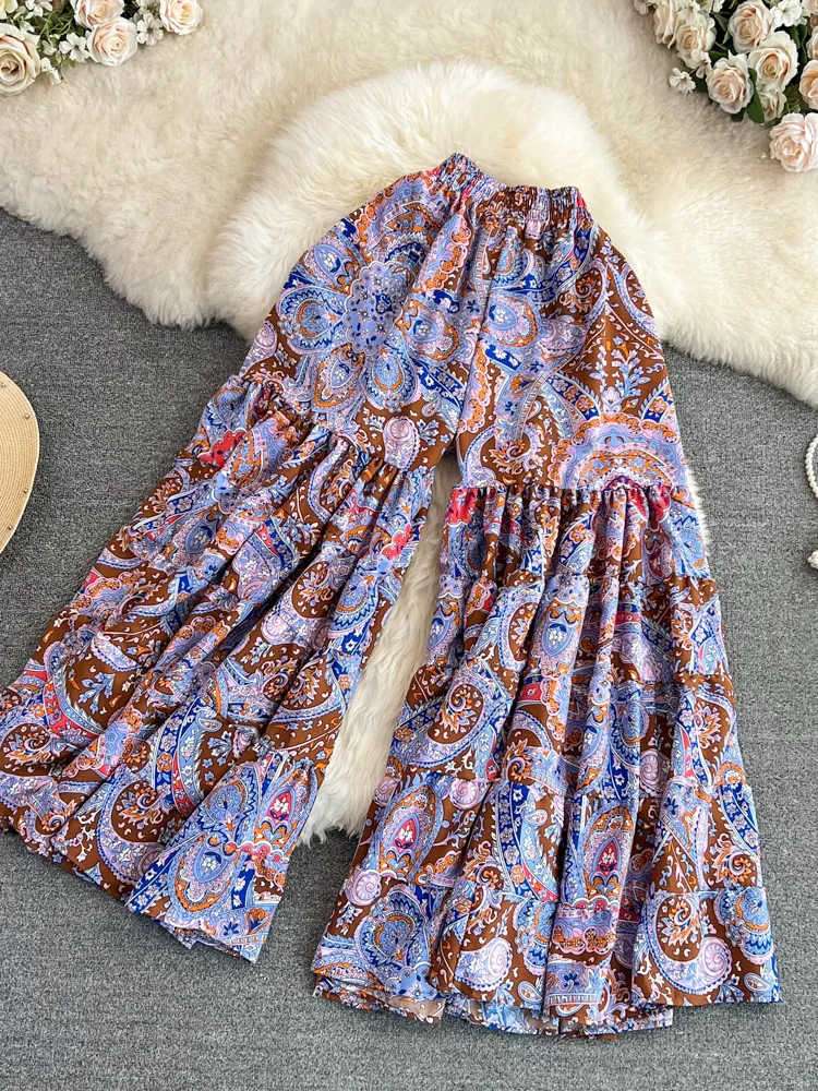 Bohemian Holiday Causal Pants Women 2023 Summer Fashion Korean Elastic Waist Vintage Print Flared Wide Leg Trousers H227
Bohemian Holiday Causal Pants Women 2023 Summer Fashion Korean Elastic Waist Vintage Print Flared Wide Leg Trousers H227