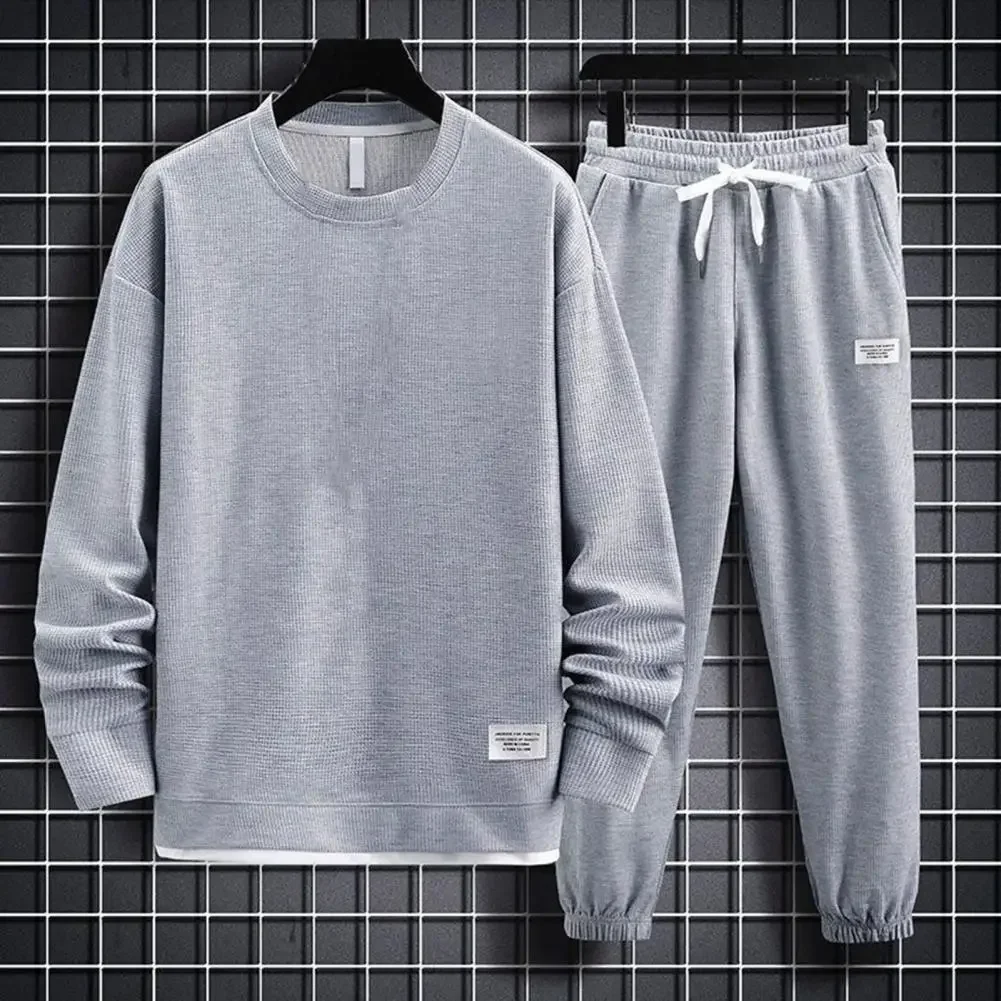 Athleisure Set Men's Waffle Texture Athleisure Suit with Elastic Drawstring Waist Pockets Long Sleeve Pullover for Sportswear
Athleisure Set Men's Waffle Texture Athleisure Suit with Elastic Drawstring Waist Pockets Long Sleeve Pullover for Sportswear