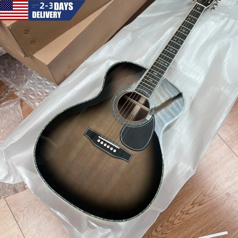Grey OM Series Acoustic Guitar Ebony Fingerboard Spruce Top with Half Closed Buttons 20 Frets
Grey OM Series Acoustic Guitar Ebony Fingerboard Spruce Top with Half Closed Buttons 20 Frets