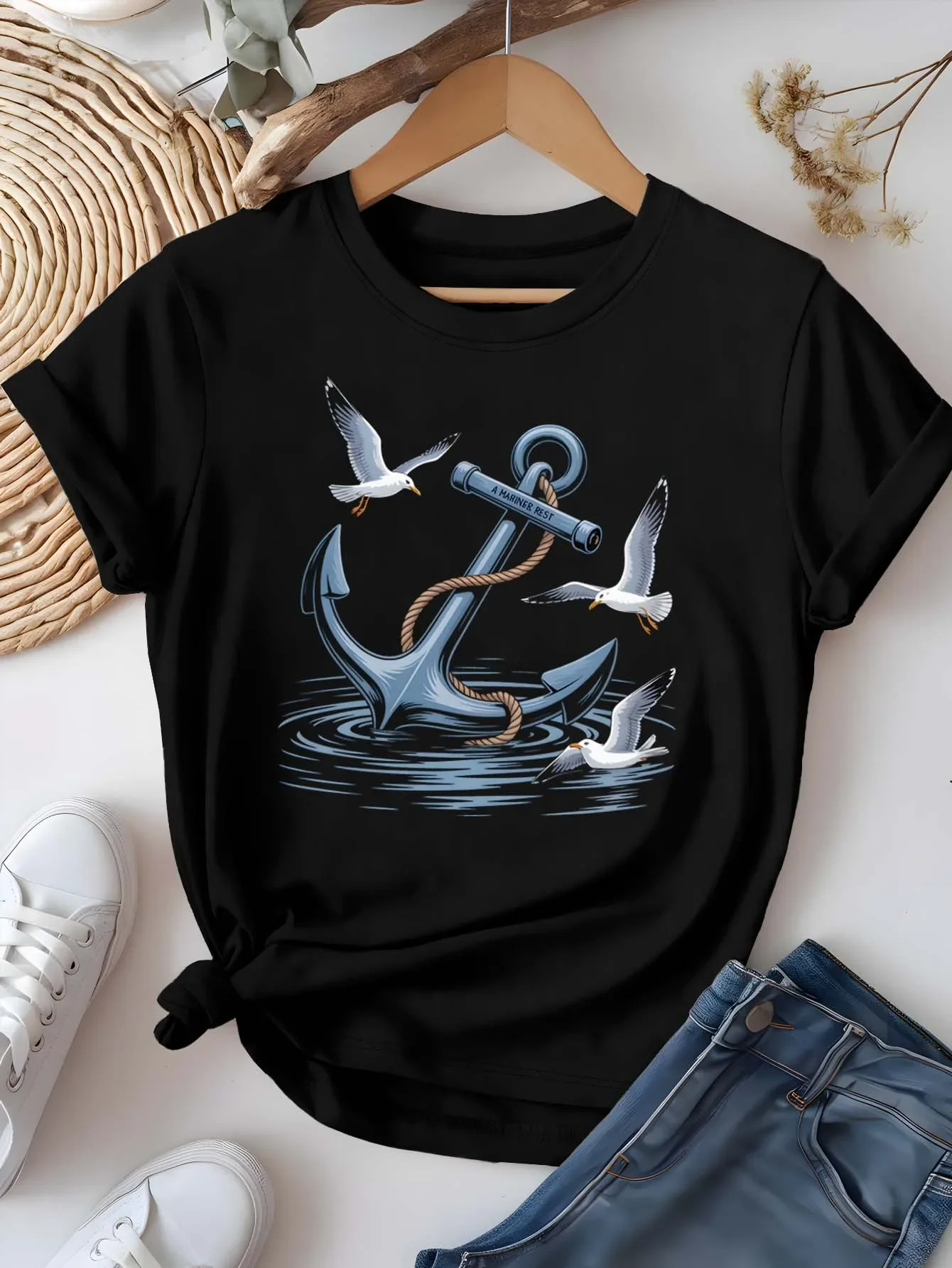 Men's nautical anchor seagull protection for the ocean and plains pattern printed 100% pure cotton short-sleeved T-shirt
Men's nautical anchor seagull protection for the ocean and plains pattern printed 100% pure cotton short-sleeved T-shirt