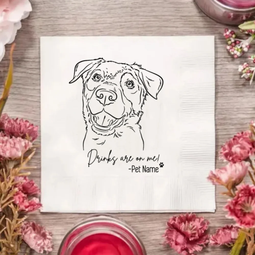 50Pcs Personalized Illustrated Dog Wedding Napkins, Pet Portrait Wedding Napkins,Bridal Shower, Engagement Party, Bar Napkins
50Pcs Personalized Illustrated Dog Wedding Napkins, Pet Portrait Wedding Napkins,Bridal Shower, Engagement Party, Bar Napkins