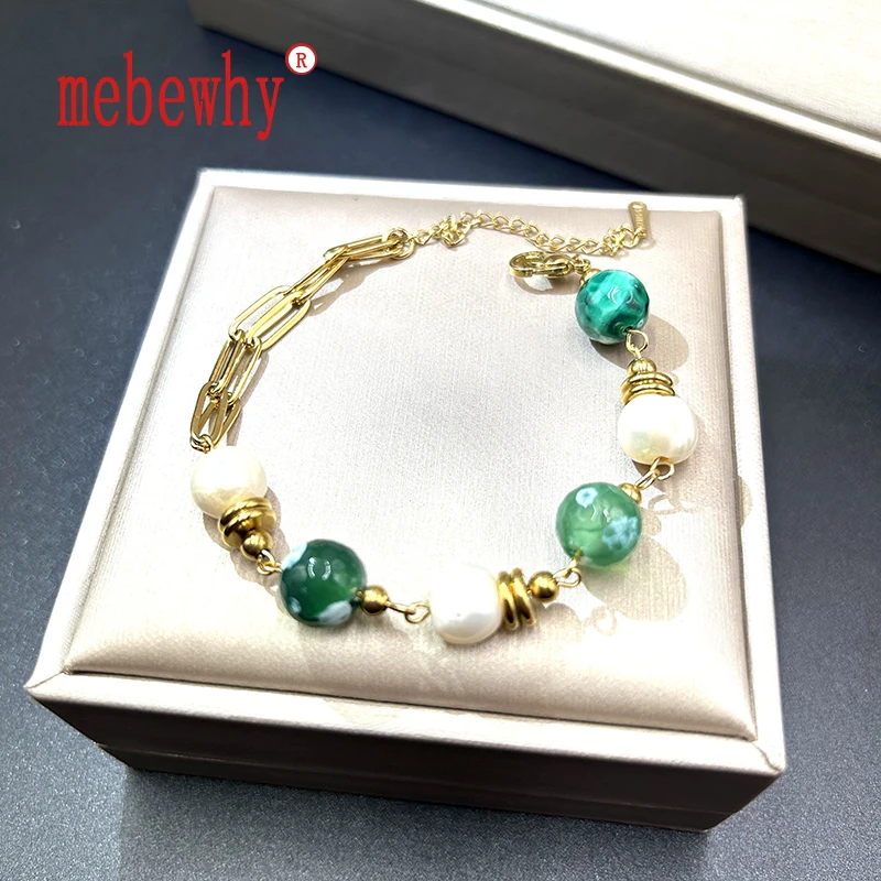 Women's Natural Pearl Agate Bracelet Set Gold Color Stainless Steel Chain Original Fashion Jewelry for Holiday Party Gifts
Women's Natural Pearl Agate Bracelet Set Gold Color Stainless Steel Chain Original Fashion Jewelry for Holiday Party Gifts