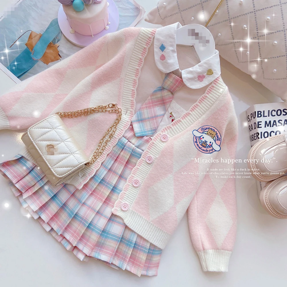 3Pcs Cinnamoroll Girls' Clothing Cardigan Jk Plaid Skirt Sanrio Kawaii High-Quality Shirt Sweater Spring Autumn Teen College Set
3Pcs Cinnamoroll Girls' Clothing Cardigan Jk Plaid Skirt Sanrio Kawaii High-Quality Shirt Sweater Spring Autumn Teen College Set