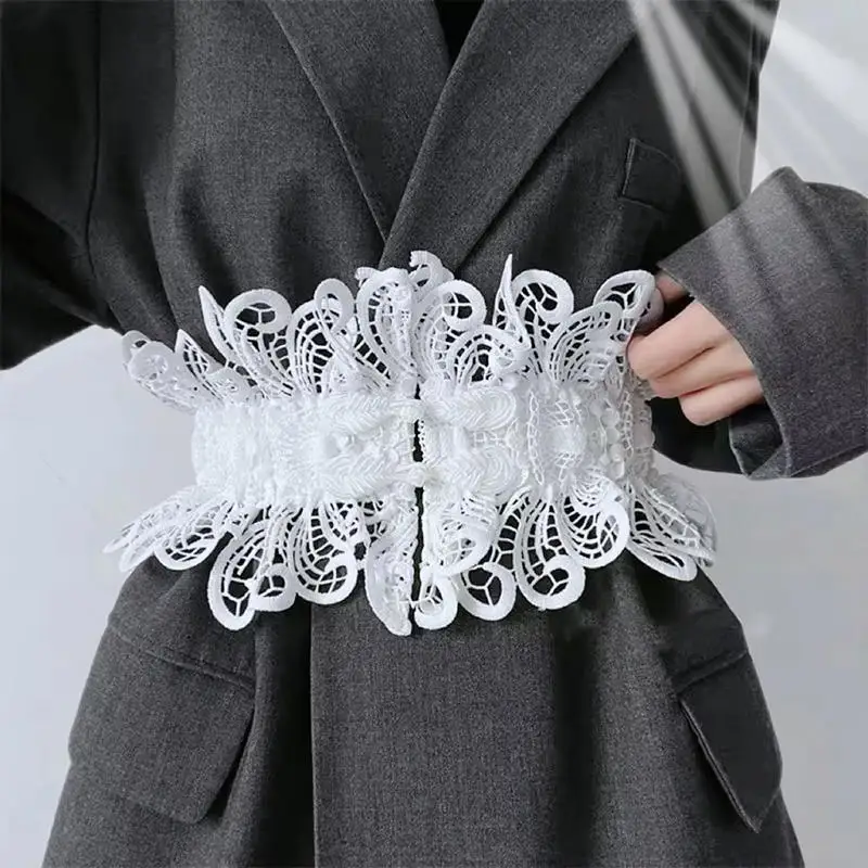 Women Lace Up Embroidery Elastic Wide Waist Belt Slimming Body Shaper Decorative Bow Waist Seal Girdle
Women Lace Up Embroidery Elastic Wide Waist Belt Slimming Body Shaper Decorative Bow Waist Seal Girdle