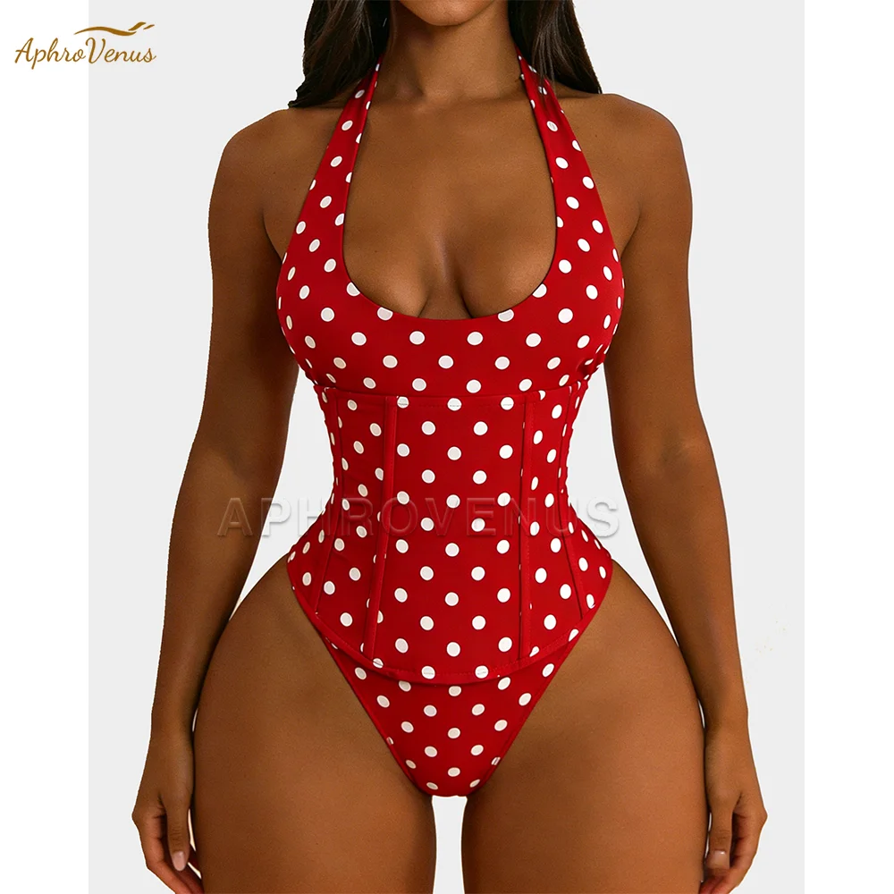 Women Vintage Polka Dot Halter Tie Bodysuit Back Lace Up Corset Waist Trainer Body Shaper Slimming Shaping Jumpsuit For Daily
Women Vintage Polka Dot Halter Tie Bodysuit Back Lace Up Corset Waist Trainer Body Shaper Slimming Shaping Jumpsuit For Daily
