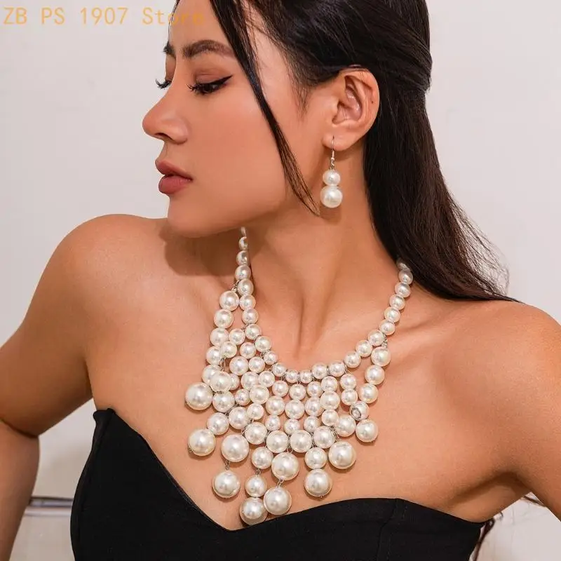 Faux Pearls Beaded Necklace with Tassels Multi-layer Clavicle Chain Adjustable Length Choker Handmade Party Jewelry 55KA
Faux Pearls Beaded Necklace with Tassels Multi-layer Clavicle Chain Adjustable Length Choker Handmade Party Jewelry 55KA