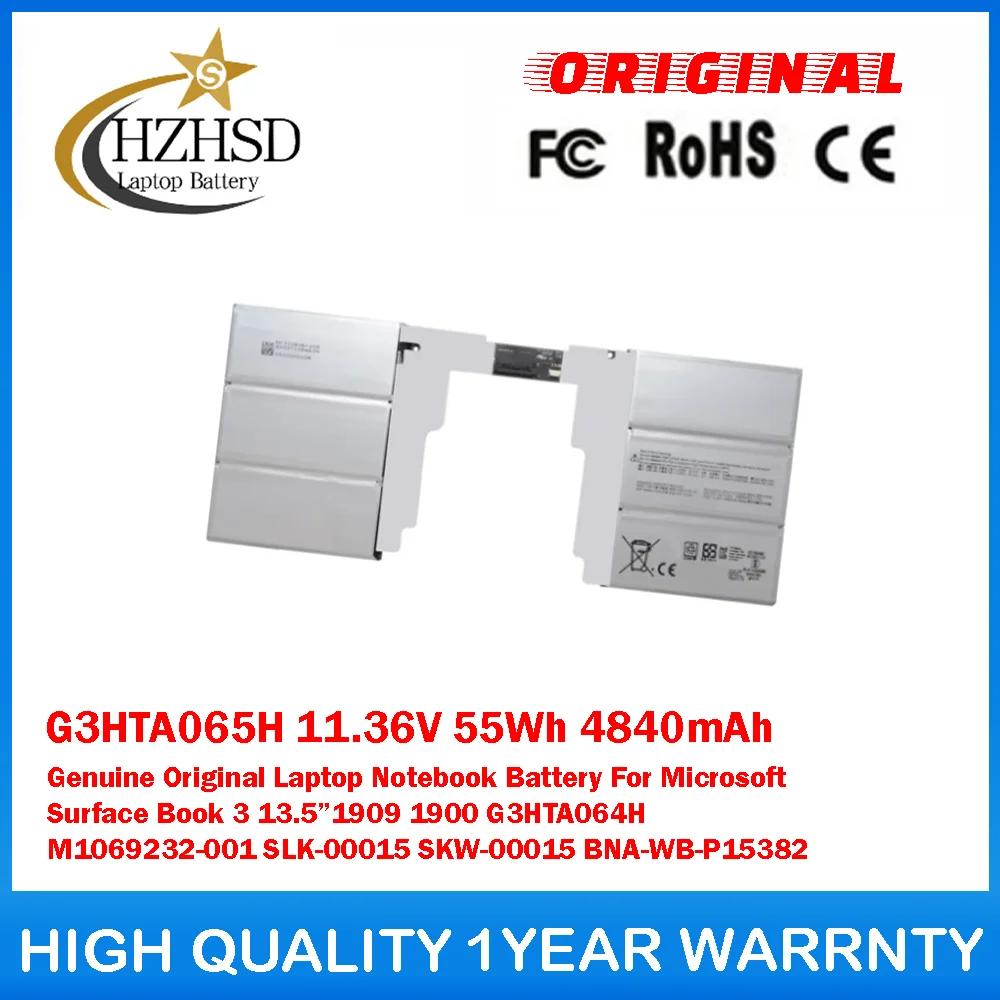 G3HTA065H 11.36V 55Wh 4840mAh Genuine Original Laptop Battery For Microsoft Surface Book3 13.5”1909 1900 G3HTA064H M1069232-001
G3HTA065H 11.36V 55Wh 4840mAh Genuine Original Laptop Battery For Microsoft Surface Book3 13.5”1909 1900 G3HTA064H M1069232-001