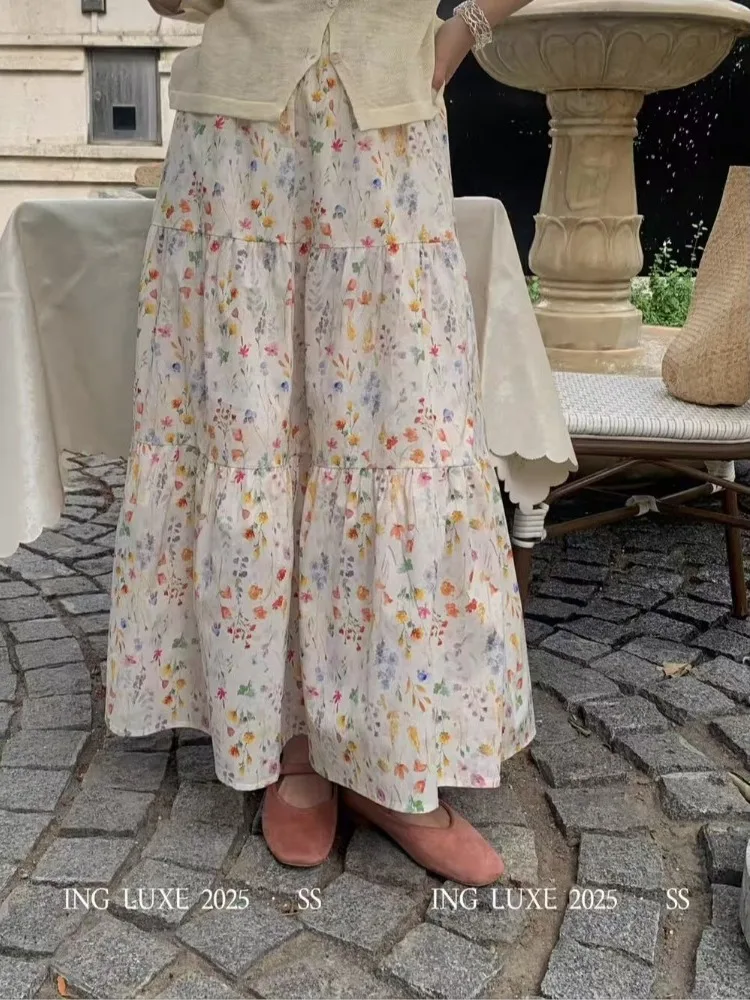 Elegant Floral Print High Waist Midi Skirt Gentle Slimming Long Dress Spring Summer New Style Soft Polyester Fiber A-Line Skirt
Elegant Floral Print High Waist Midi Skirt Gentle Slimming Long Dress Spring Summer New Style Soft Polyester Fiber A-Line Skirt
