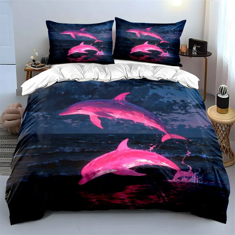 "Pink Dolphins Ocean Decor Set" Soft Comfortable Duvet Cover Bedding Set Included 1*Duvet Cover & 2*Pillowcases, gift
"Pink Dolphins Ocean Decor Set" Soft Comfortable Duvet Cover Bedding Set Included 1*Duvet Cover & 2*Pillowcases, gift