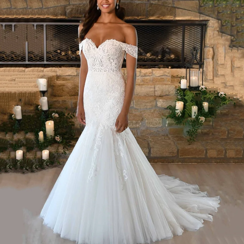 Boho Luxury Customized Mermaid Wedding Dress Mermaid Lace Bride Gowns Sweetheart Off Shoulder Bridal Dresses Vestidos De Novia
Boho Luxury Customized Mermaid Wedding Dress Mermaid Lace Bride Gowns Sweetheart Off Shoulder Bridal Dresses Vestidos De Novia