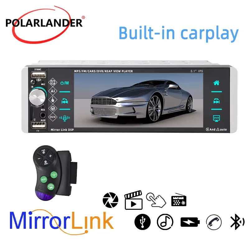 Rear Camera Input Bluetooth 4.2 Hands-Free Steering Wheel Voice Control 5188C Car Stereo Wireless CarPlay Android Auto
Rear Camera Input Bluetooth 4.2 Hands-Free Steering Wheel Voice Control 5188C Car Stereo Wireless CarPlay Android Auto