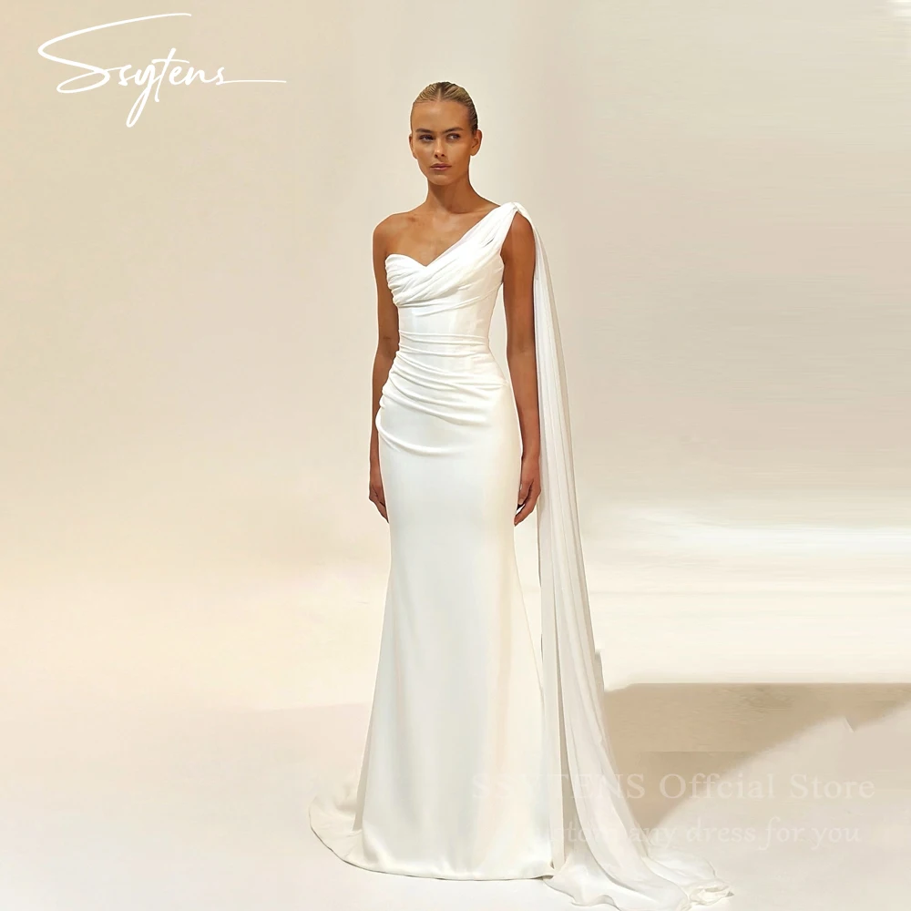 SSYTENS lvory Satin Wedding Dresses One Shoulder Mermaid Bridal Gowns Elegant Sweap Train Women White Bride Dresses Customized
SSYTENS lvory Satin Wedding Dresses One Shoulder Mermaid Bridal Gowns Elegant Sweap Train Women White Bride Dresses Customized