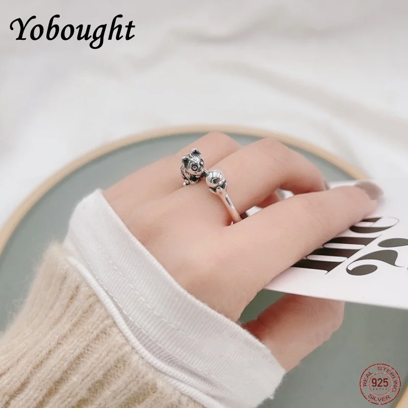 New S925 Sterling Silver Vintage Personality Cute Cat Play Bead Ring For Ladies Fashion Lucky Gift
New S925 Sterling Silver Vintage Personality Cute Cat Play Bead Ring For Ladies Fashion Lucky Gift
