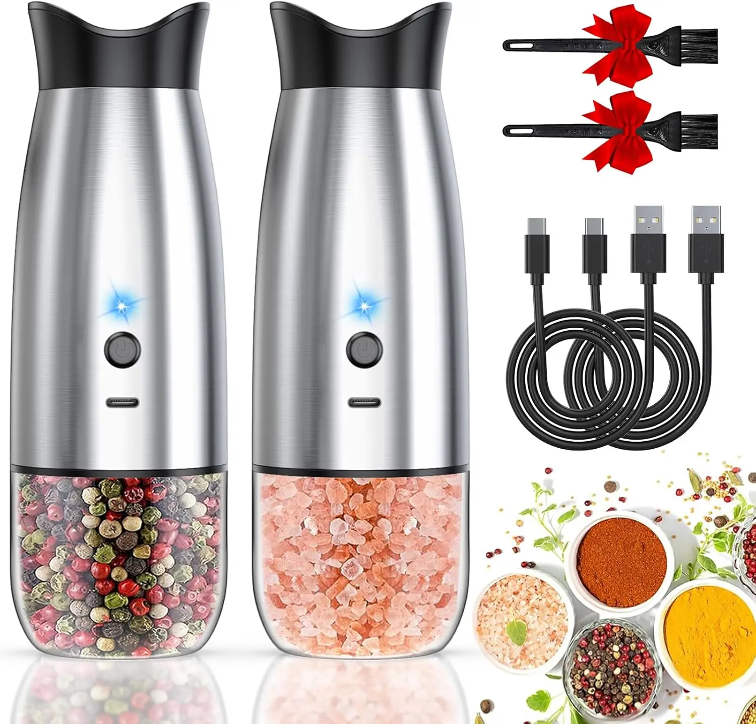 Electric Salt and Pepper Grinder Set, Rechargeable Automatic Pepper Mill Grinder with LED House Warming Gifts New Home, USB
Electric Salt and Pepper Grinder Set, Rechargeable Automatic Pepper Mill Grinder with LED House Warming Gifts New Home, USB