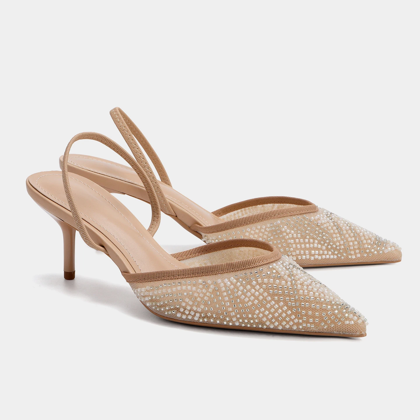 Luxury String Bead Design Brand High Heels Women Fashion Pointy Toe Slingback High Heeled Sandals Elegant Wedding Bridal Shoes
Luxury String Bead Design Brand High Heels Women Fashion Pointy Toe Slingback High Heeled Sandals Elegant Wedding Bridal Shoes