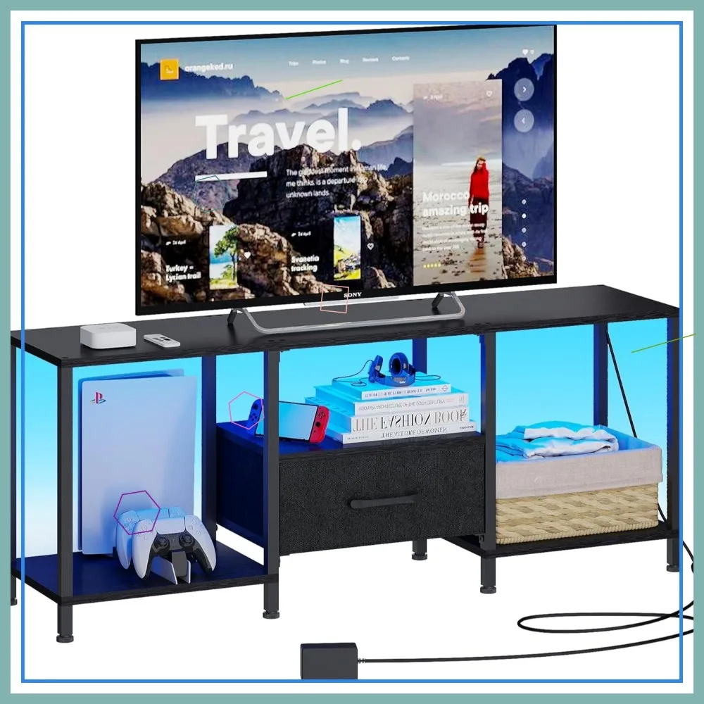 Современная тумба под телевизор со светодиодной подсветкой, открытыми полками и тканевым ящиком для телевизоров с диагональю 55 дюймов, черный медиацентр
Современная тумба под телевизор со светодиодной подсветкой, открытыми полками и тканевым ящиком для телевизоров с диагональю 55 дюймов, черный медиацентр