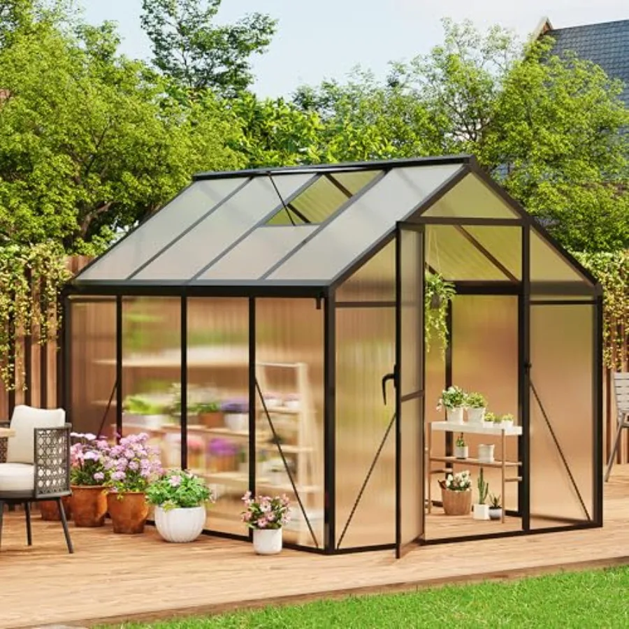 6X8FT Outdoor Greenhouse Aluminum Polycarbonate House Green Houses for Outside with Sliding Doors Adjustable Roof Vent Withstan
6X8FT Outdoor Greenhouse Aluminum Polycarbonate House Green Houses for Outside with Sliding Doors Adjustable Roof Vent Withstan