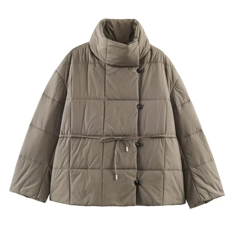 Women Autumn Stand Collar Cotton Padded Coat Short Jacket Belted Waist Slim Fit Office Lady Outerwear
Women Autumn Stand Collar Cotton Padded Coat Short Jacket Belted Waist Slim Fit Office Lady Outerwear