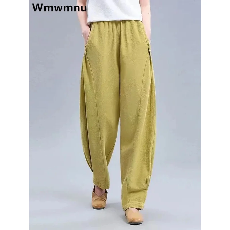 Корейские спортивные штаны для бега, повседневные шаровары с высокой талией, хлопковые и льняные женские винтажные мешковатые брюки, большие размеры 4xl, новые брюки
Корейские спортивные штаны для бега, повседневные шаровары с высокой талией, хлопковые и льняные женские винтажные мешковатые брюки, большие размеры 4xl, новые брюки