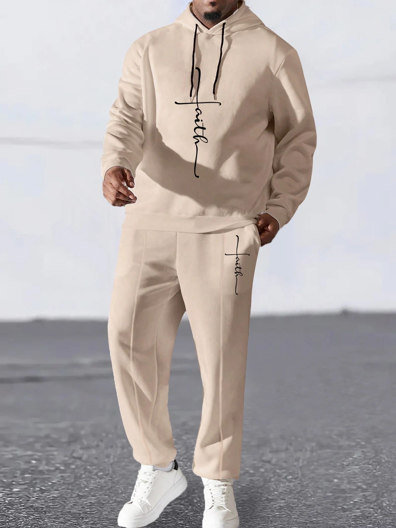 Men's Casual Streetwear, Loose Fit Faith Script Hoodie & Elastic Waist Tapered Pants
Men's Casual Streetwear, Loose Fit Faith Script Hoodie & Elastic Waist Tapered Pants