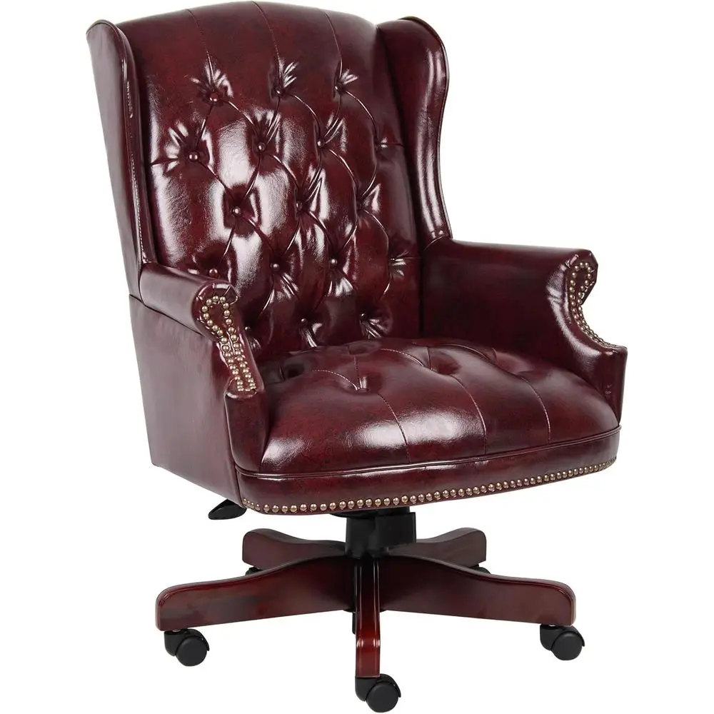 Luxury Wingback Office Chair, 30W x 32D x 41-44H, Oxblood Red, Rich Wood Accents, Adjustable Height
Luxury Wingback Office Chair, 30W x 32D x 41-44H, Oxblood Red, Rich Wood Accents, Adjustable Height