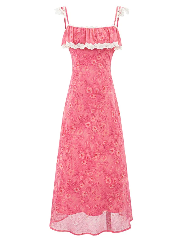French Style Lace Splice Fly Sleeve Halter Dress Women Summer Slimming Holiday Long Dress Gathered Waist Polka Dot Print
French Style Lace Splice Fly Sleeve Halter Dress Women Summer Slimming Holiday Long Dress Gathered Waist Polka Dot Print