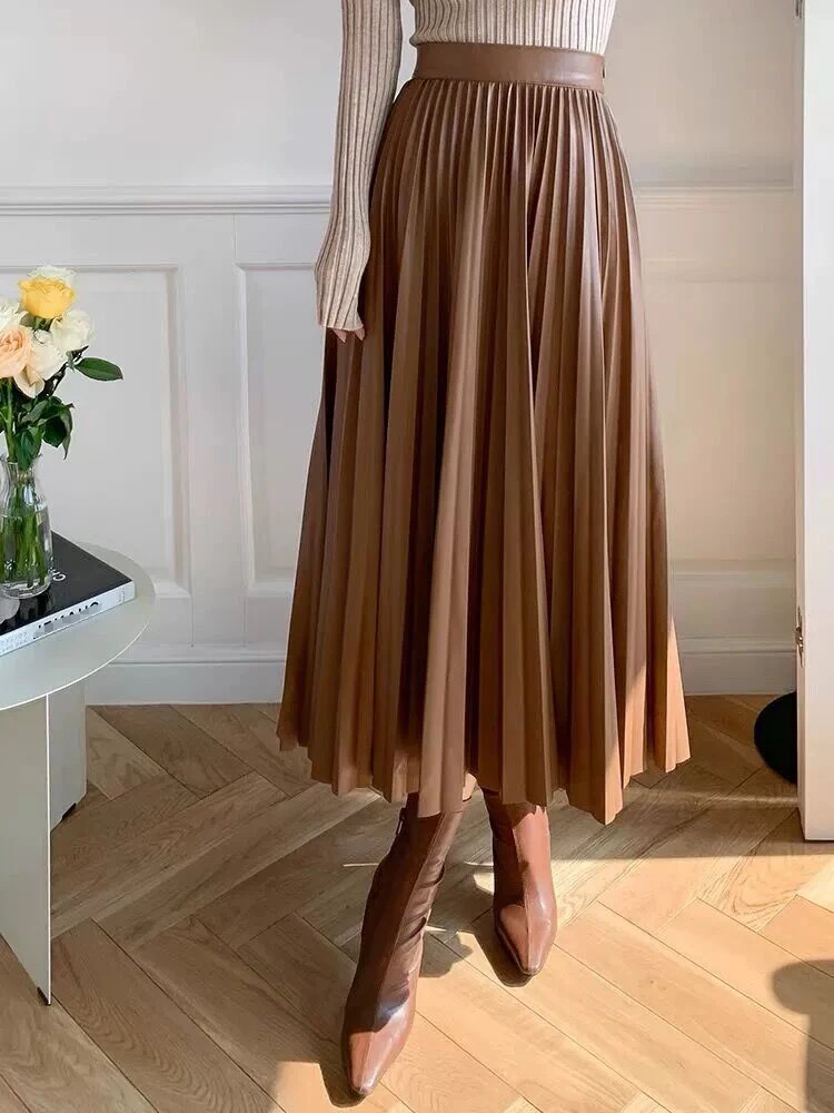High Waist A-Line Leather Skirt Real eepskin Commute Simple Pleated Skirt Spring Autumn New Arrival Women's Faion
High Waist A-Line Leather Skirt Real eepskin Commute Simple Pleated Skirt Spring Autumn New Arrival Women's Faion