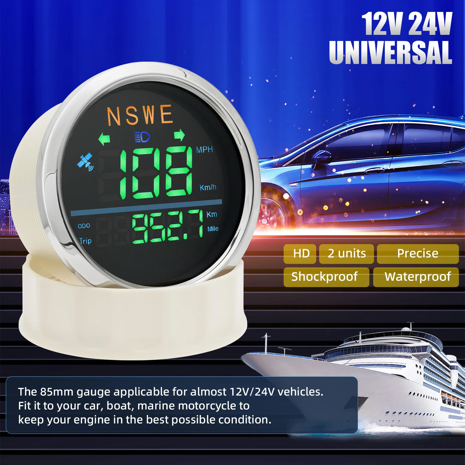 85 мм GPS-спидометр км/ч MPH с пробегом, сигнал поворота дальнего света для автомобиля, мотоцикла, лодки, 12 В 24 В
85 мм GPS-спидометр км/ч MPH с пробегом, сигнал поворота дальнего света для автомобиля, мотоцикла, лодки, 12 В 24 В