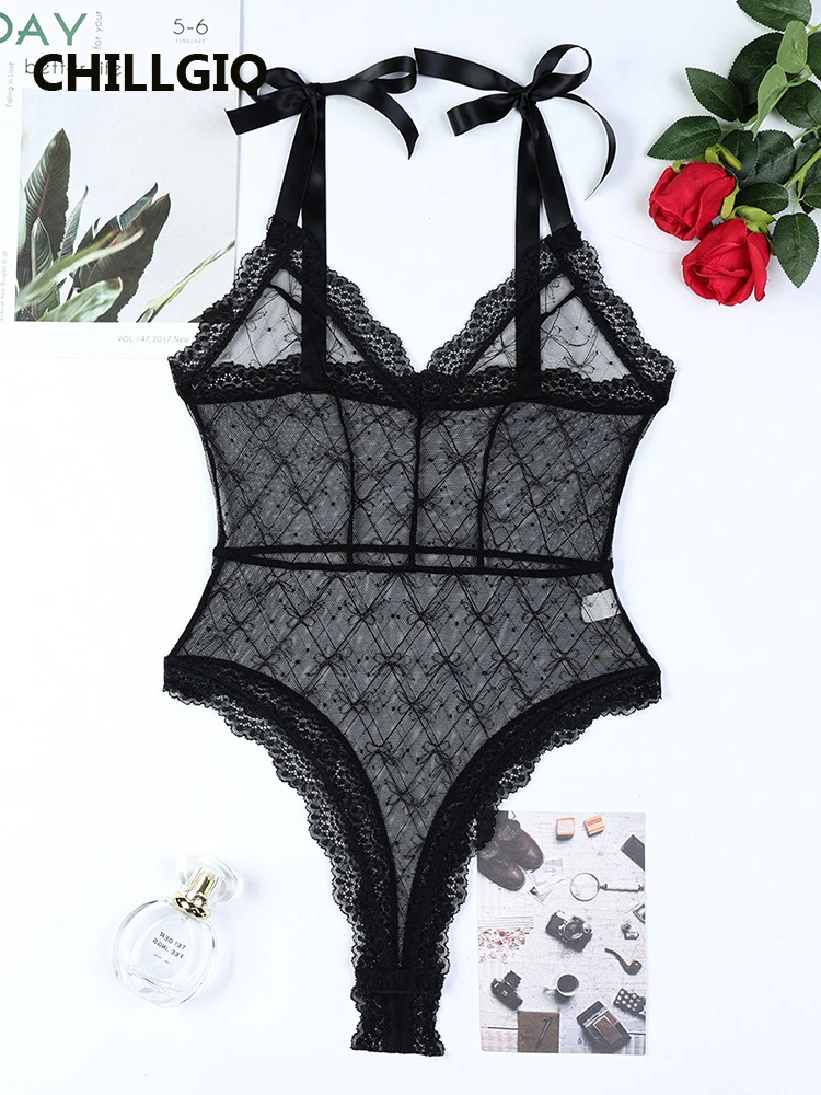 CHILLGIO Women Polka Dot Lace Strappy Rompers Lingerie Sexy Bow Print Onesie Transparent Bodycon One Piece Combination Bodysuits
CHILLGIO Women Polka Dot Lace Strappy Rompers Lingerie Sexy Bow Print Onesie Transparent Bodycon One Piece Combination Bodysuits