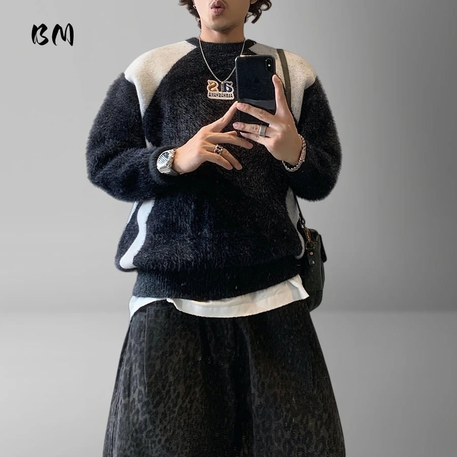 Американский винтажный пуловер из мохера, мужской корейский уличный свитер в стиле хип-хоп, свободный крой, лоскутный вязаный топ, весна-осень, повседневный модный
Американский винтажный пуловер из мохера, мужской корейский уличный свитер в стиле хип-хоп, свободный крой, лоскутный вязаный топ, весна-осень, повседневный модный