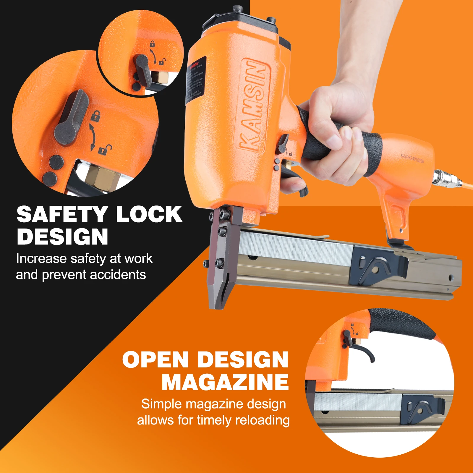 KAMISN 440K 18 Guage Upholstery Stapler Fine Wire Air Stapler Gun for Furniture Making DIY Project Car Seats
KAMISN 440K 18 Guage Upholstery Stapler Fine Wire Air Stapler Gun for Furniture Making DIY Project Car Seats