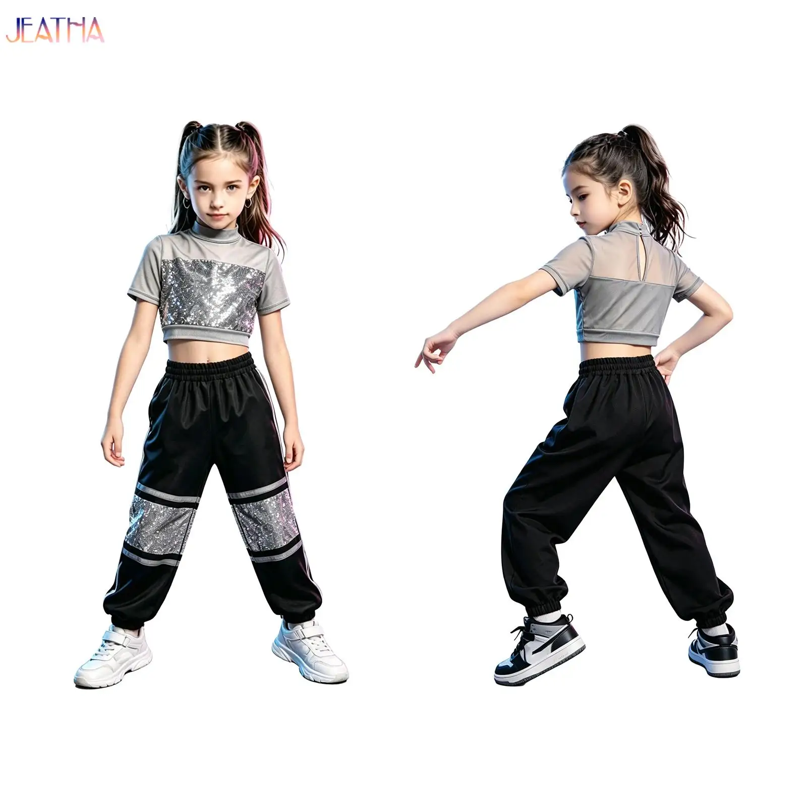 Kids Girls Hip Hop Jazz Dance Stage Outfits Streetwear Metallic Crop Top And Pants Modern Dancewear Performance Costume
Kids Girls Hip Hop Jazz Dance Stage Outfits Streetwear Metallic Crop Top And Pants Modern Dancewear Performance Costume